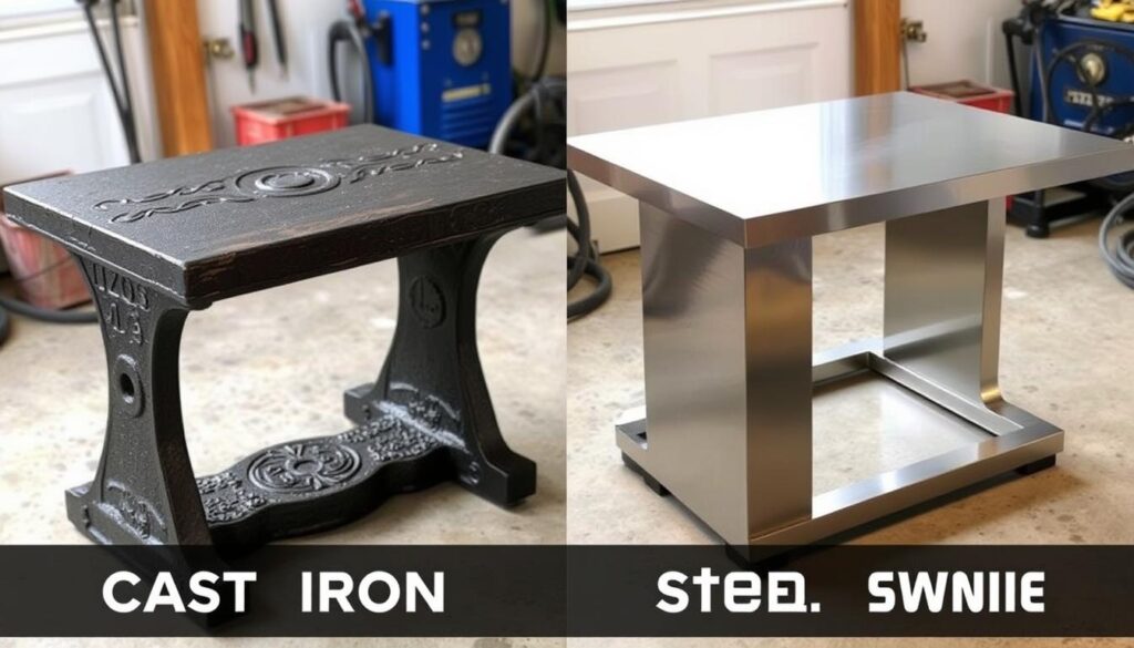 cast iron vs steel welding table